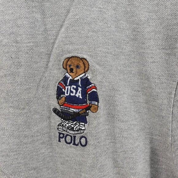 Polo Ralph Lauren Men's Slim Fit Polo Bear Polo Shirt Gray XL - Picture 6 of 11